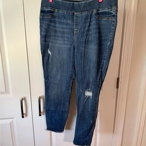 Lane Bryant Blue Distressed Ankle Jeans